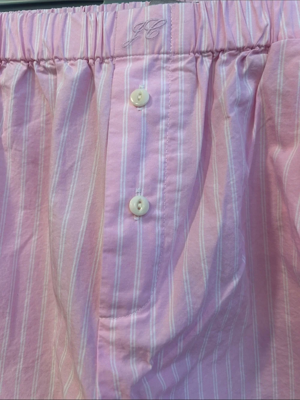 J. Crew Light Pink Striped Cotton Boxer  Shorts